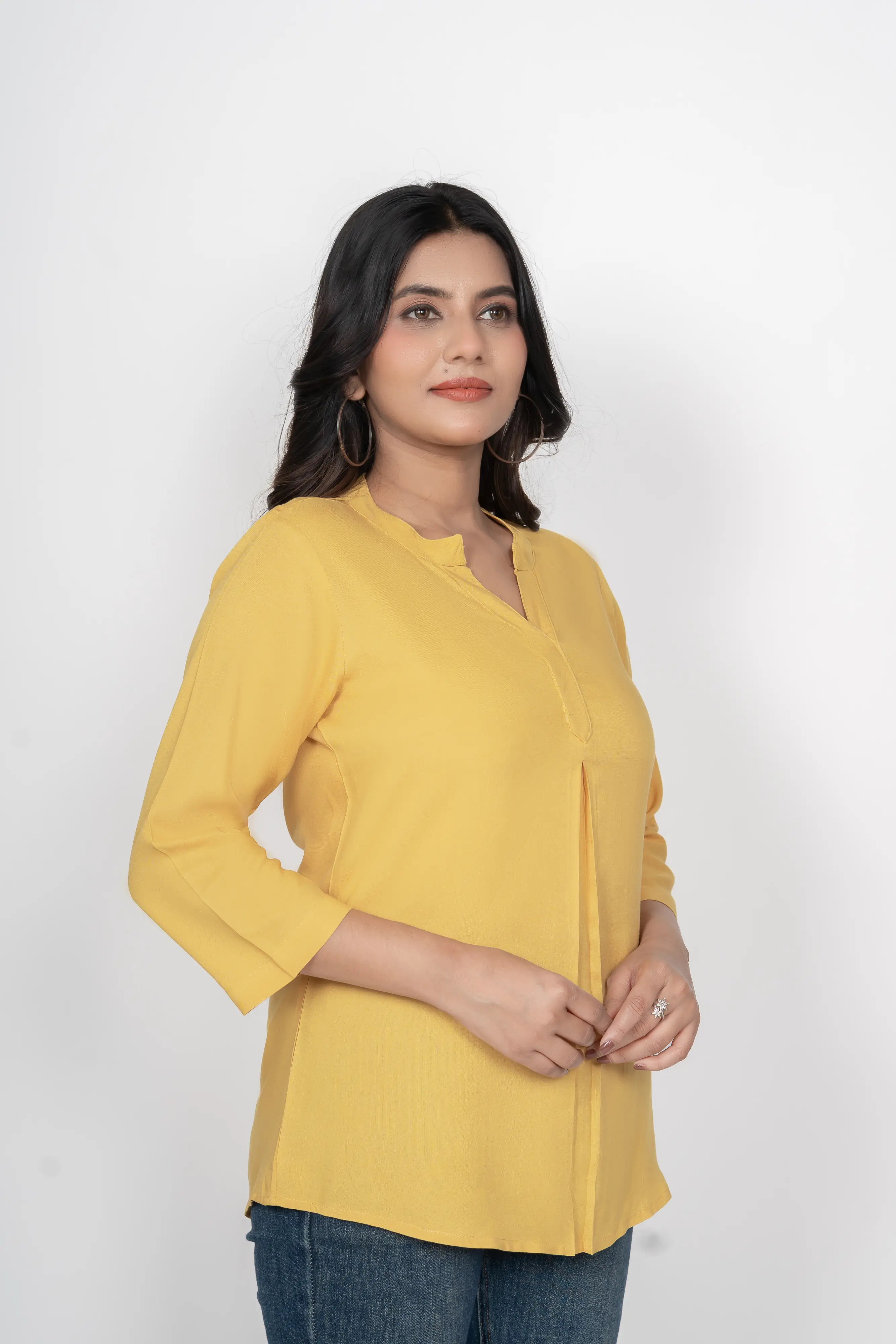 Mustard Viscose Pleated Top - Image 6