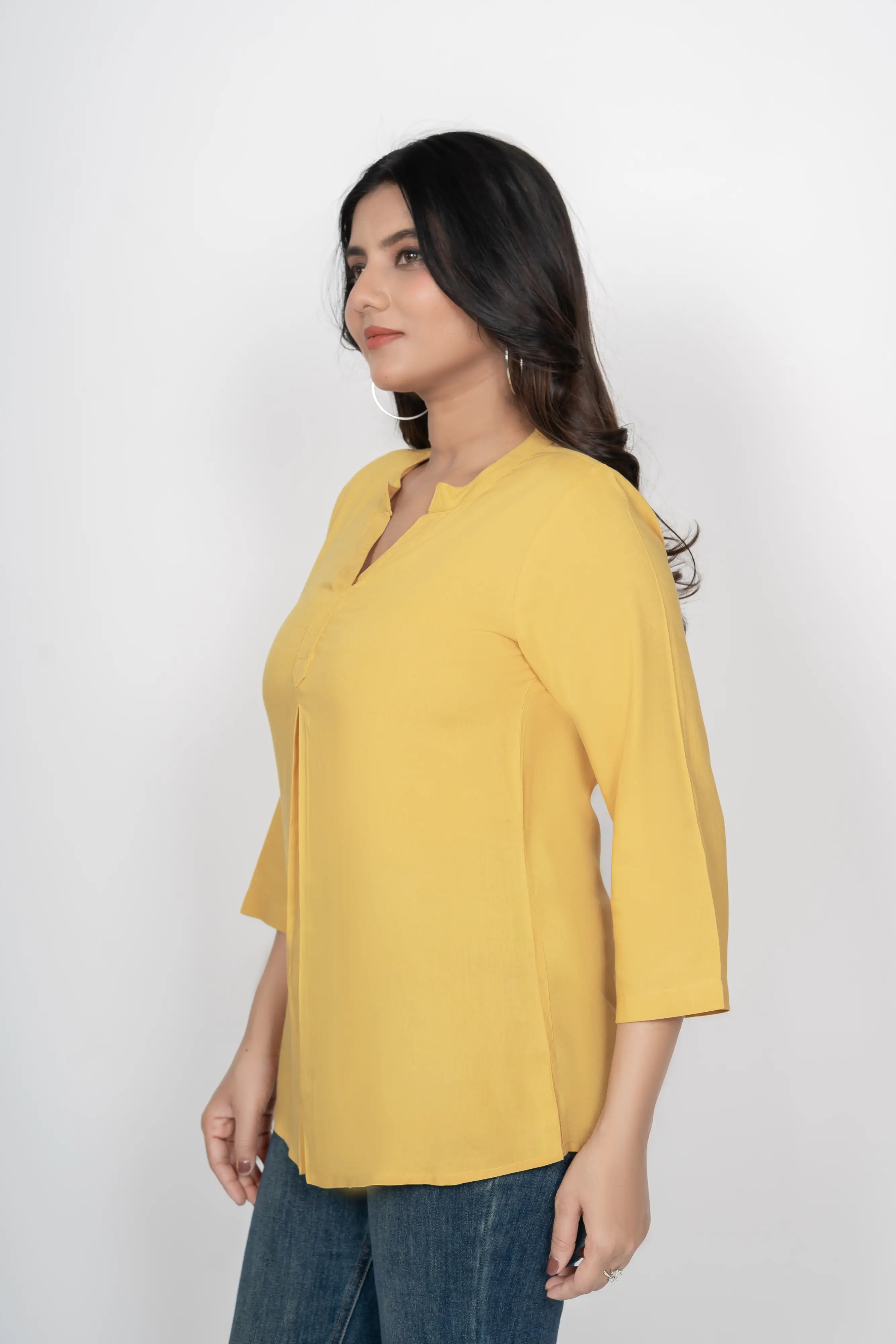 Mustard Viscose Pleated Top - Image 7