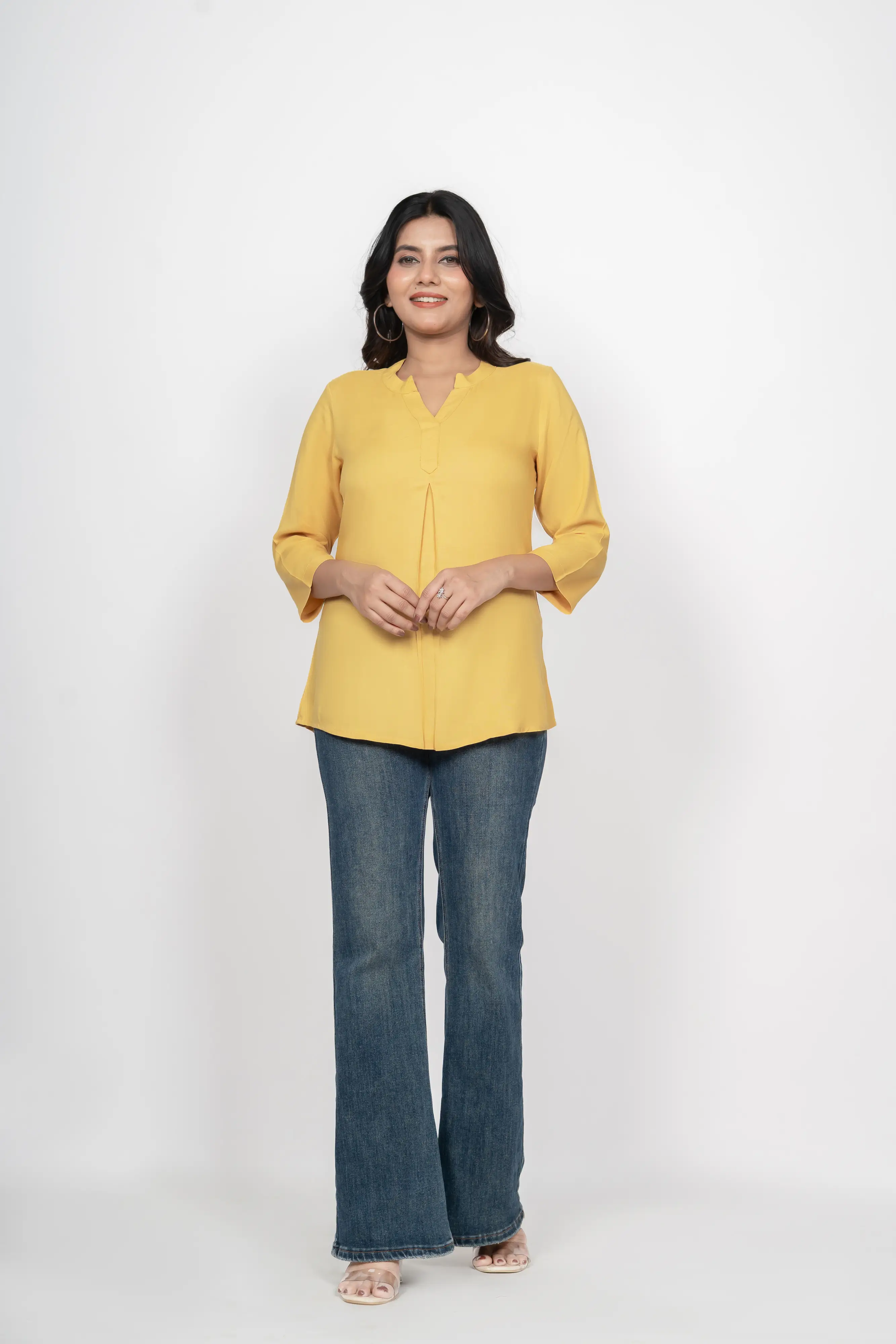 Mustard Viscose Pleated Top - Image 8