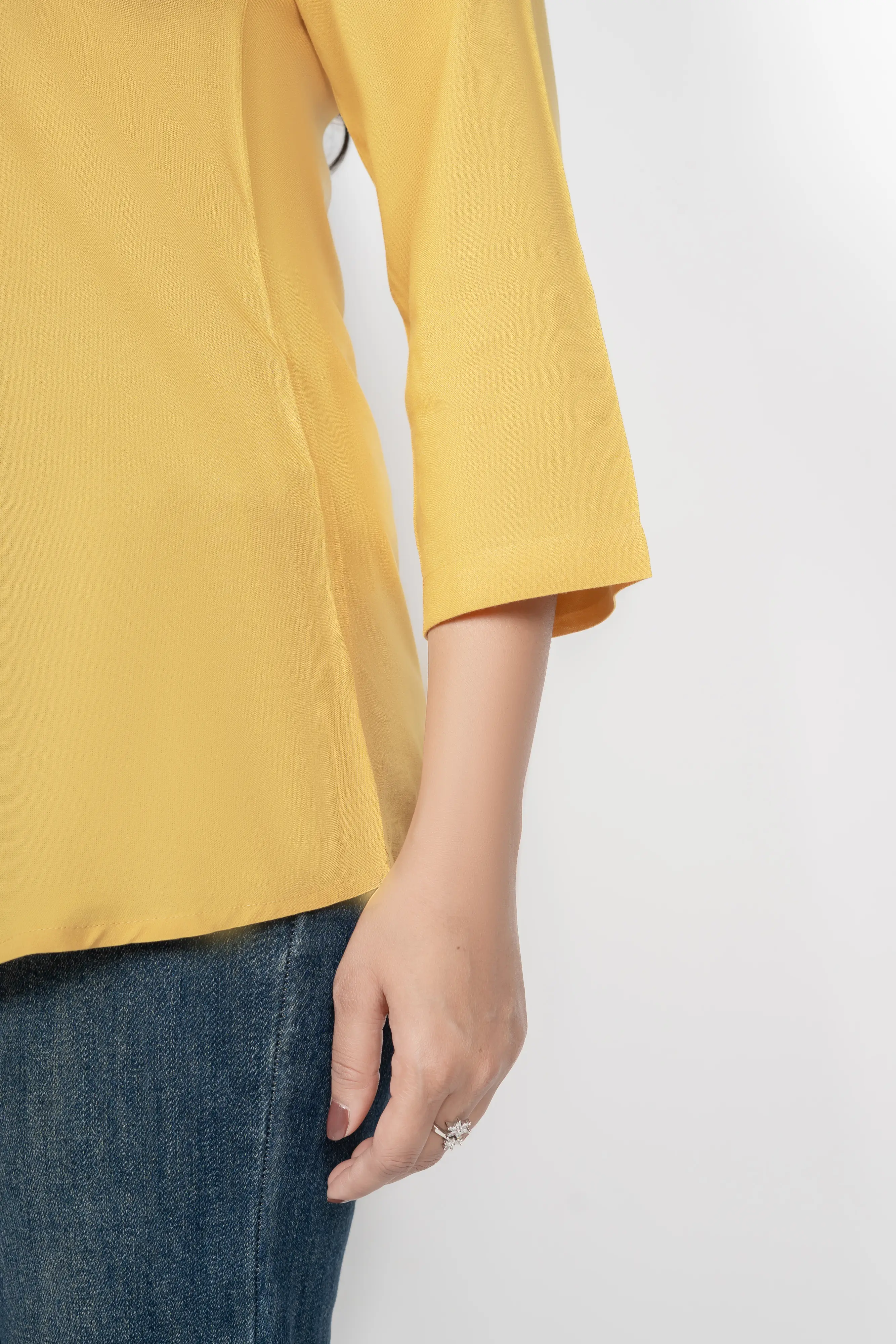 Mustard Viscose Pleated Top - Image 9