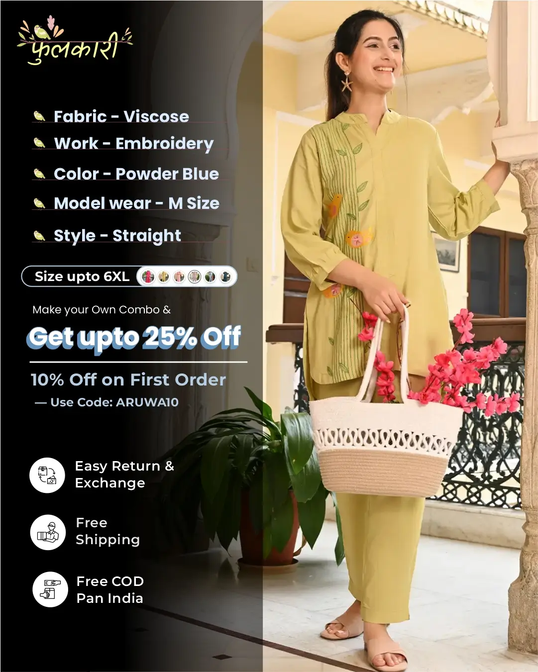 Olive Green Embroidered Co- ords Set - Image 7