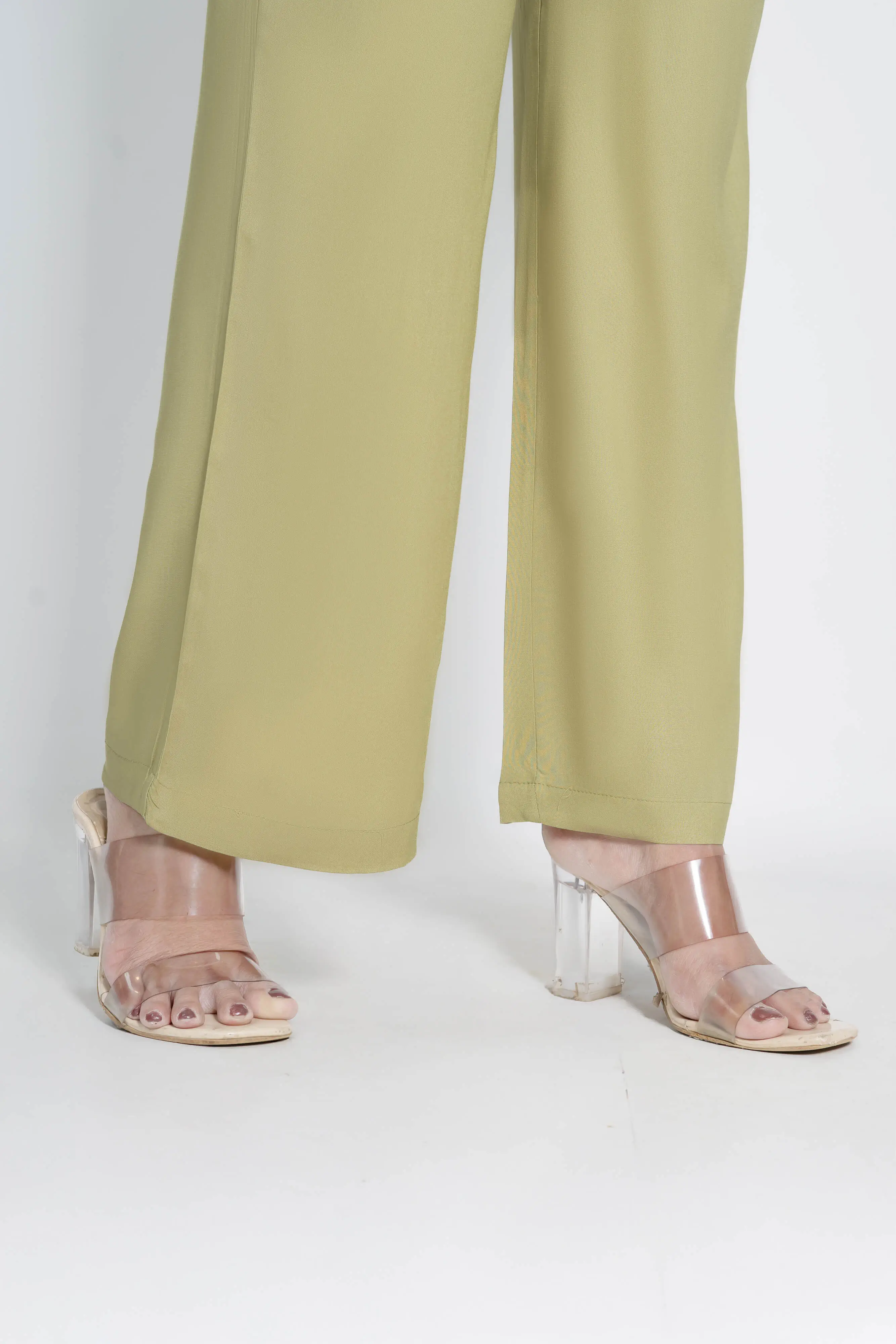 Olive Green Solid Palazzo - Image 8