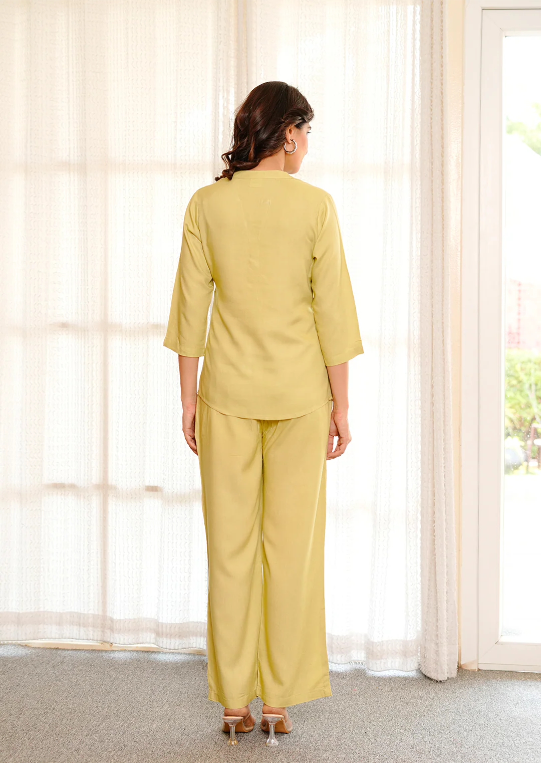 Olive Green Viscose co-ord set - Image 4