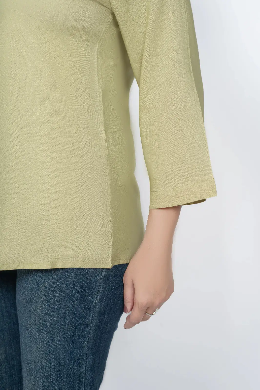 Olive Green Viscose Pleated Top - Image 9