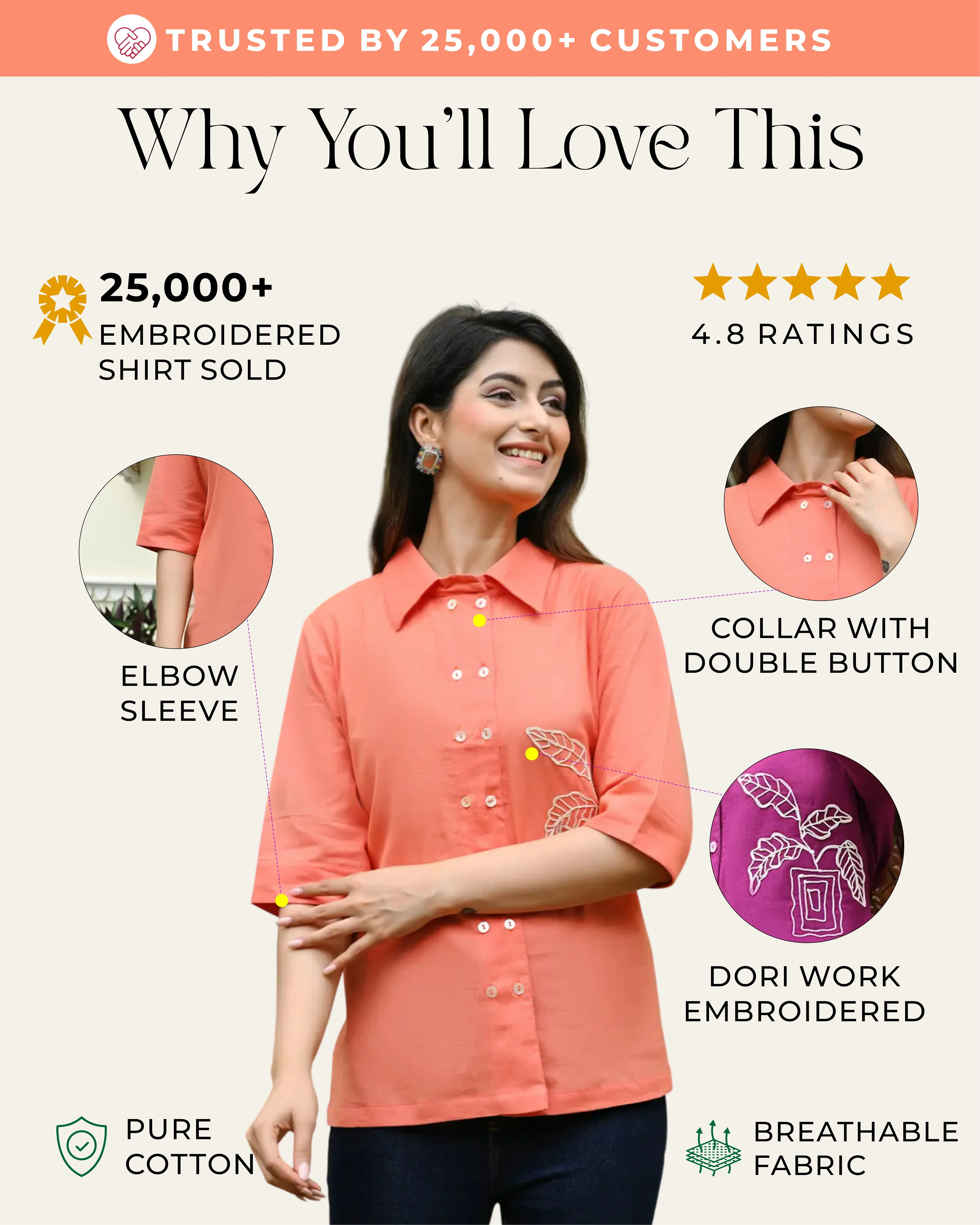 Georgia Peach Embroidered Shirt - Image 2