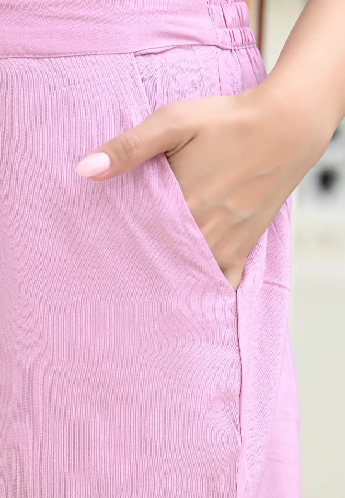 Orchid Pink Solid Palazzo - Image 3