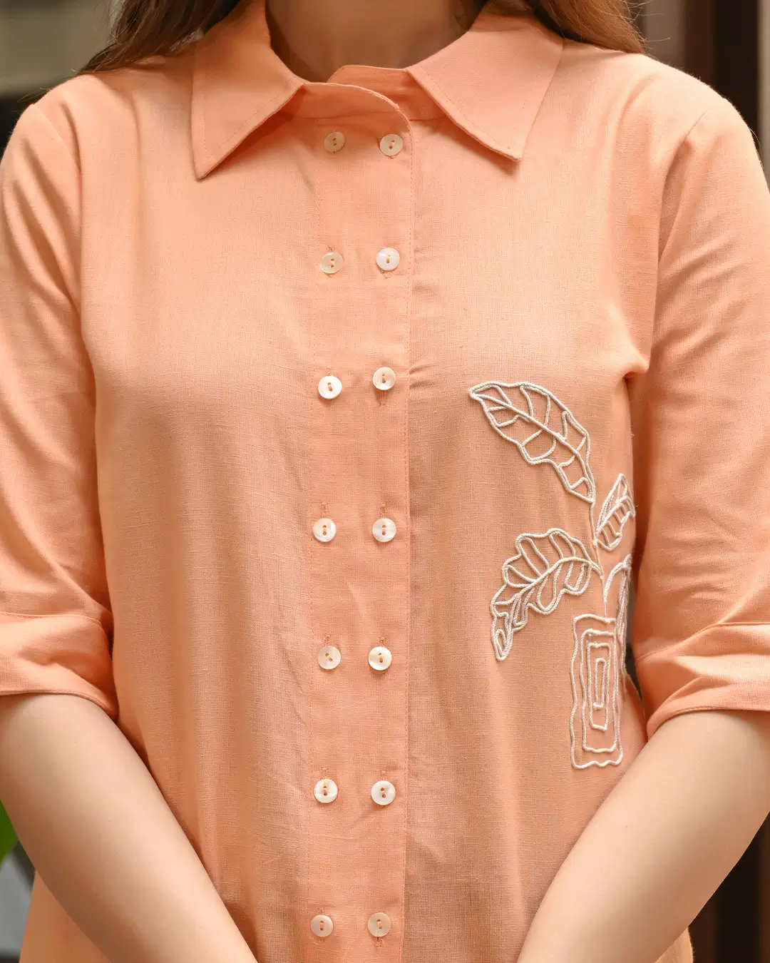 Coral Embroidered Shirt - Image 3