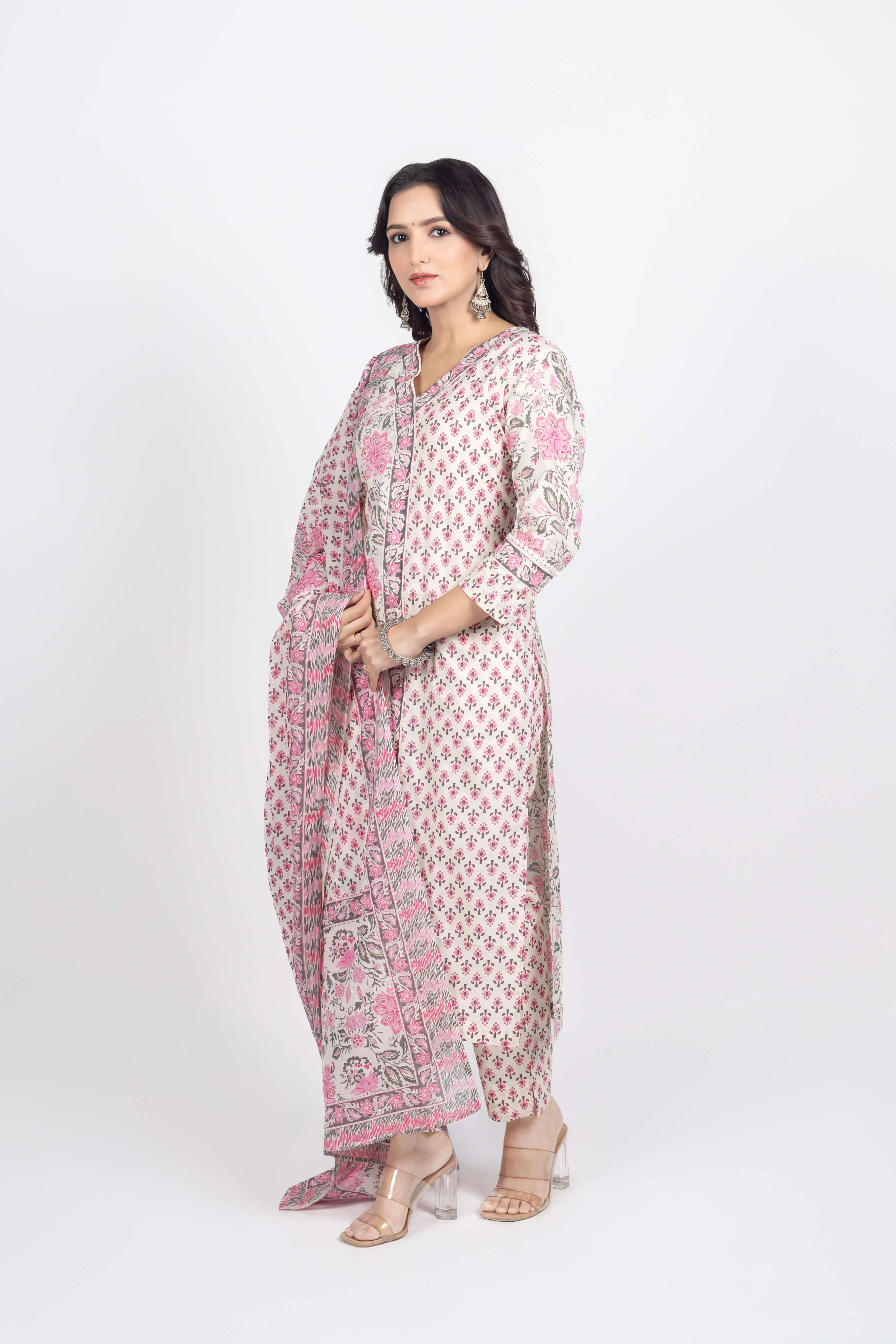 Off-Pink Angrakha Kurti Set - Image 7