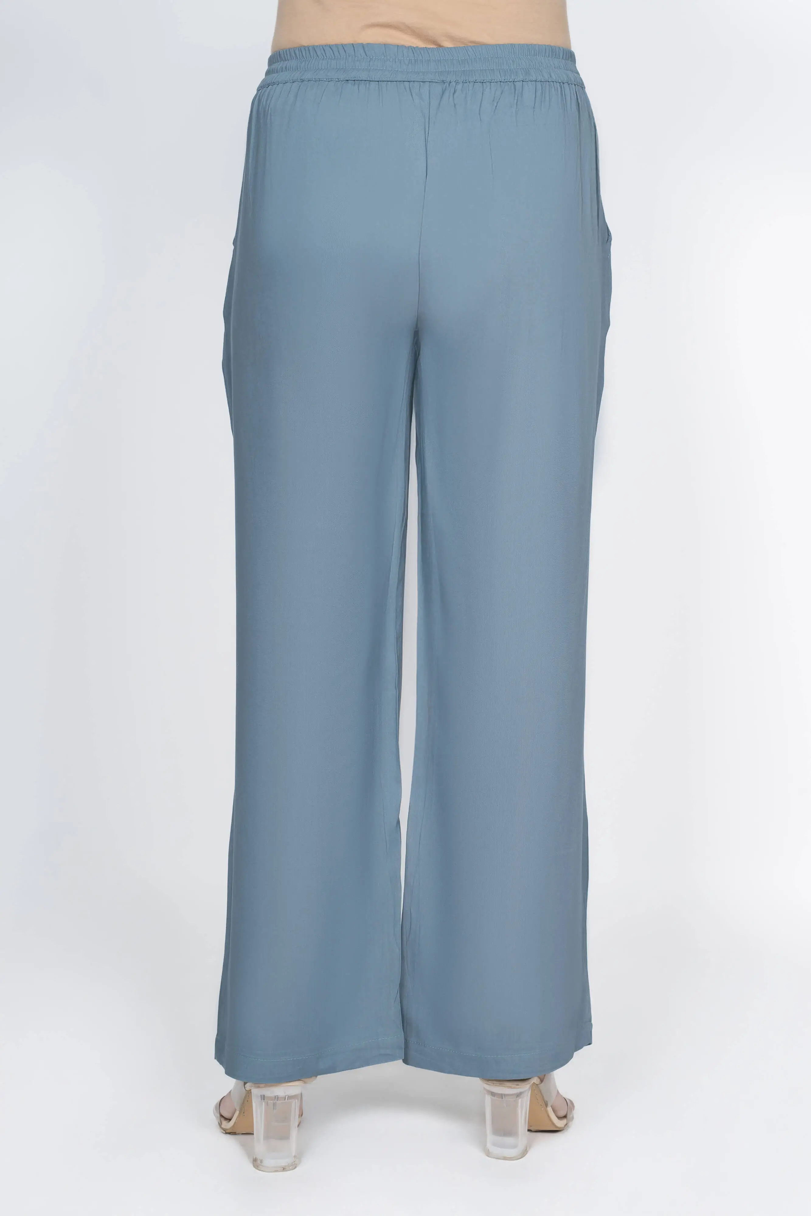 Blue Grey Solid Palazzo - Image 3