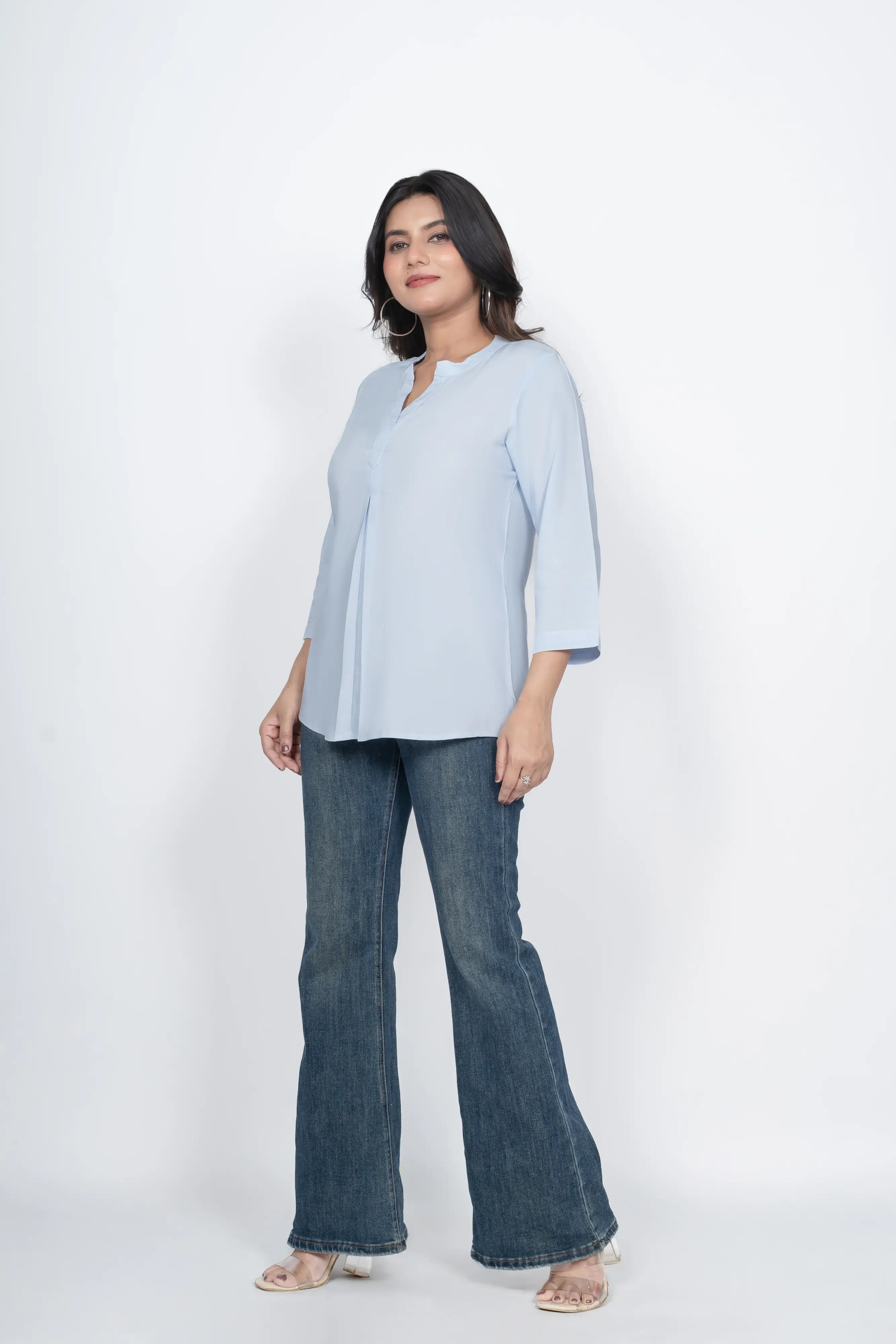 Powder Blue Viscose Pleated Top - Image 8