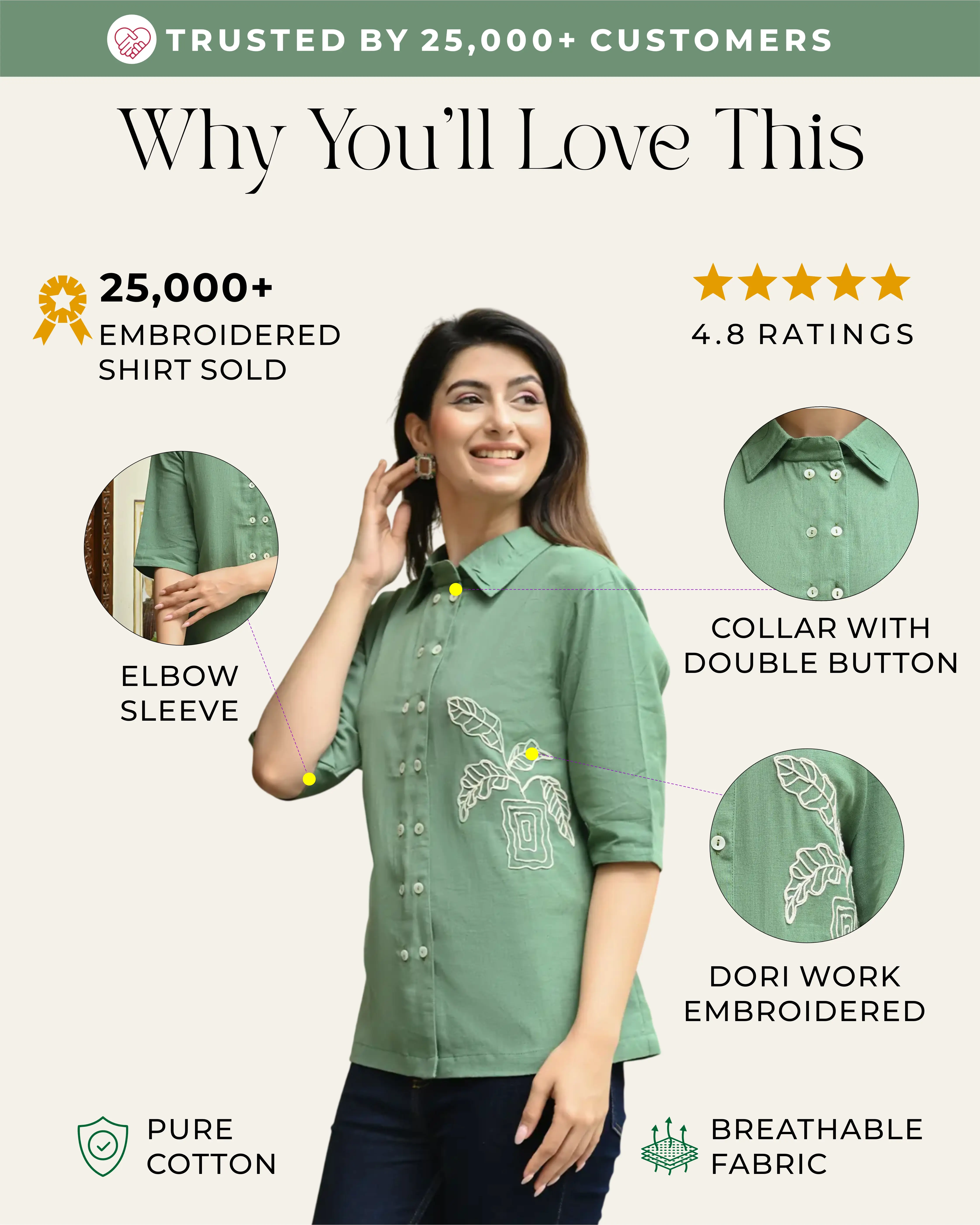 Green Embroidered Shirt - Image 2