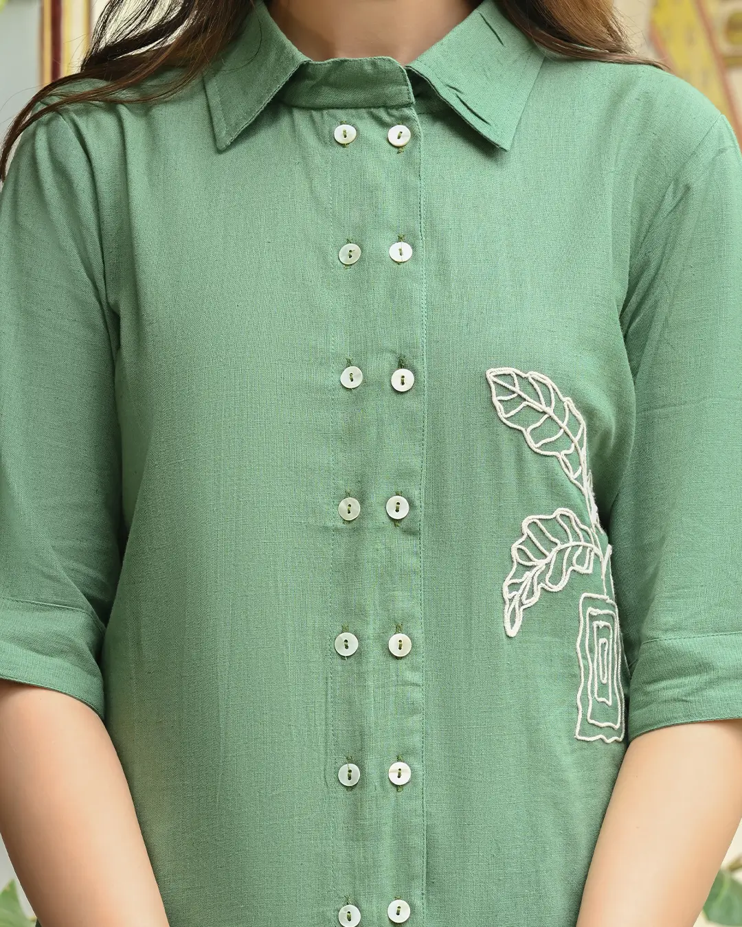 Green Embroidered Shirt - Image 3