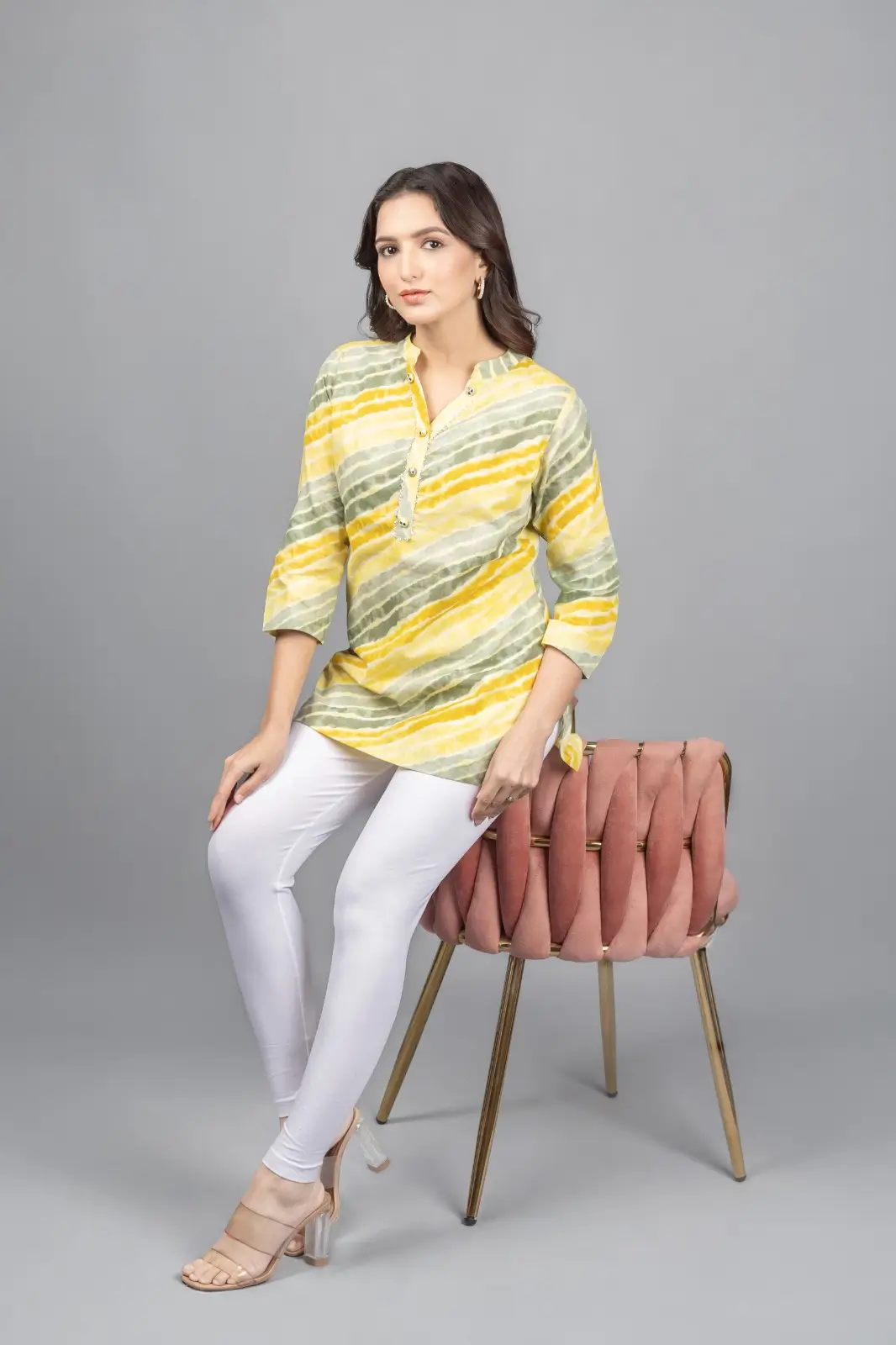 Leheriya printed short Kurti - Image 8