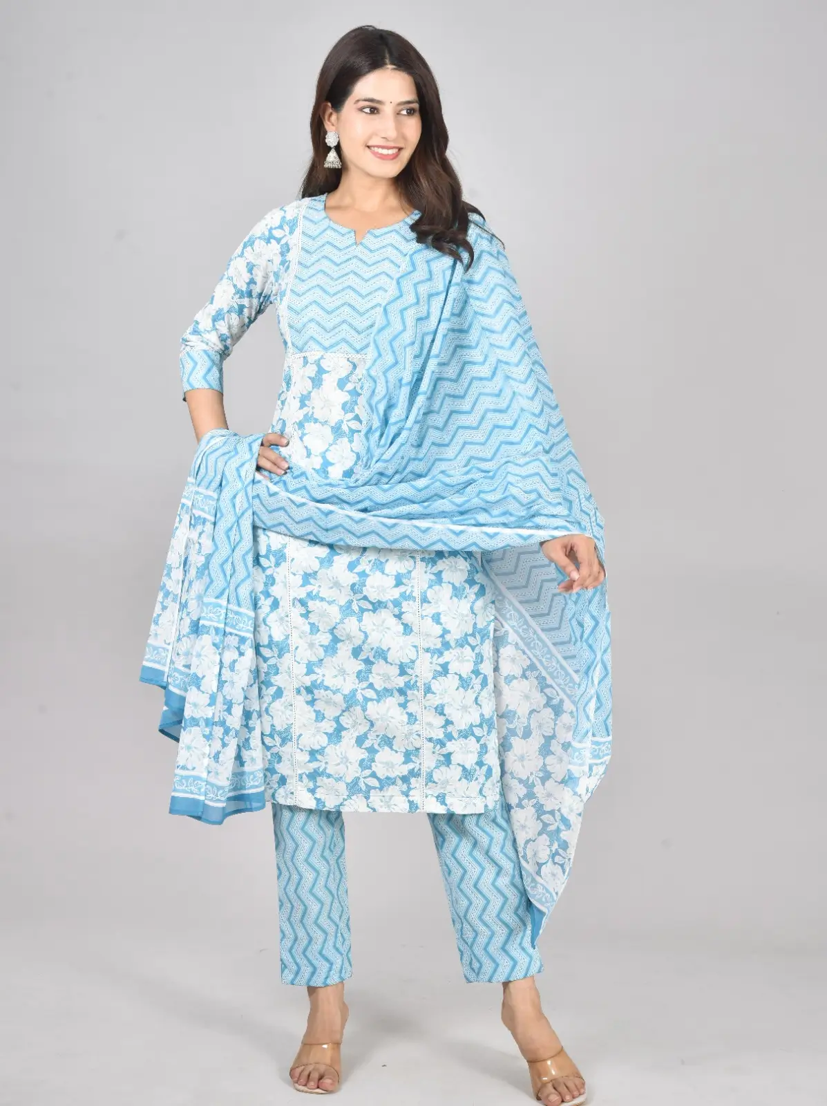 Sky Blue Kurti Set - Image 3