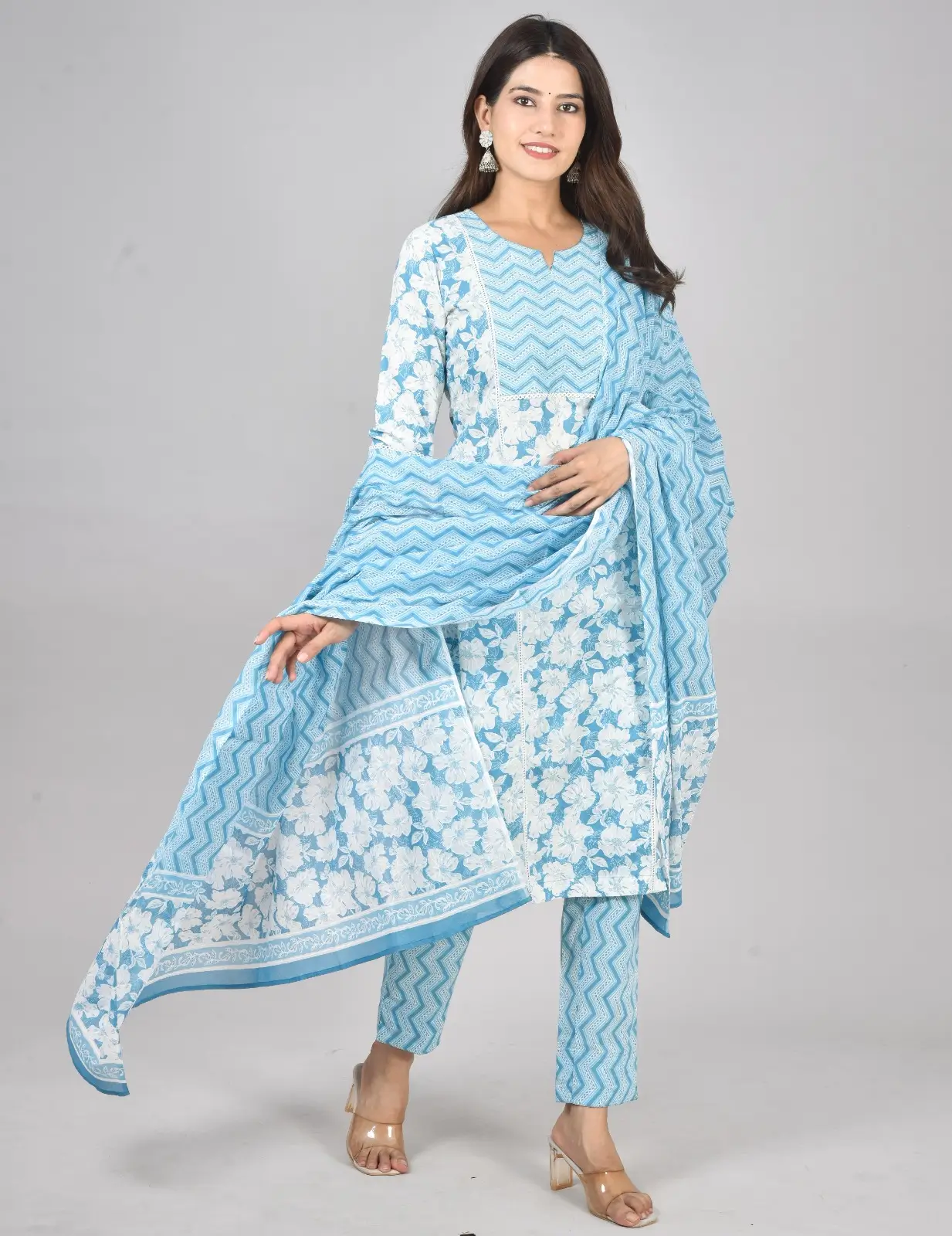 Sky Blue Kurti Set - Image 6