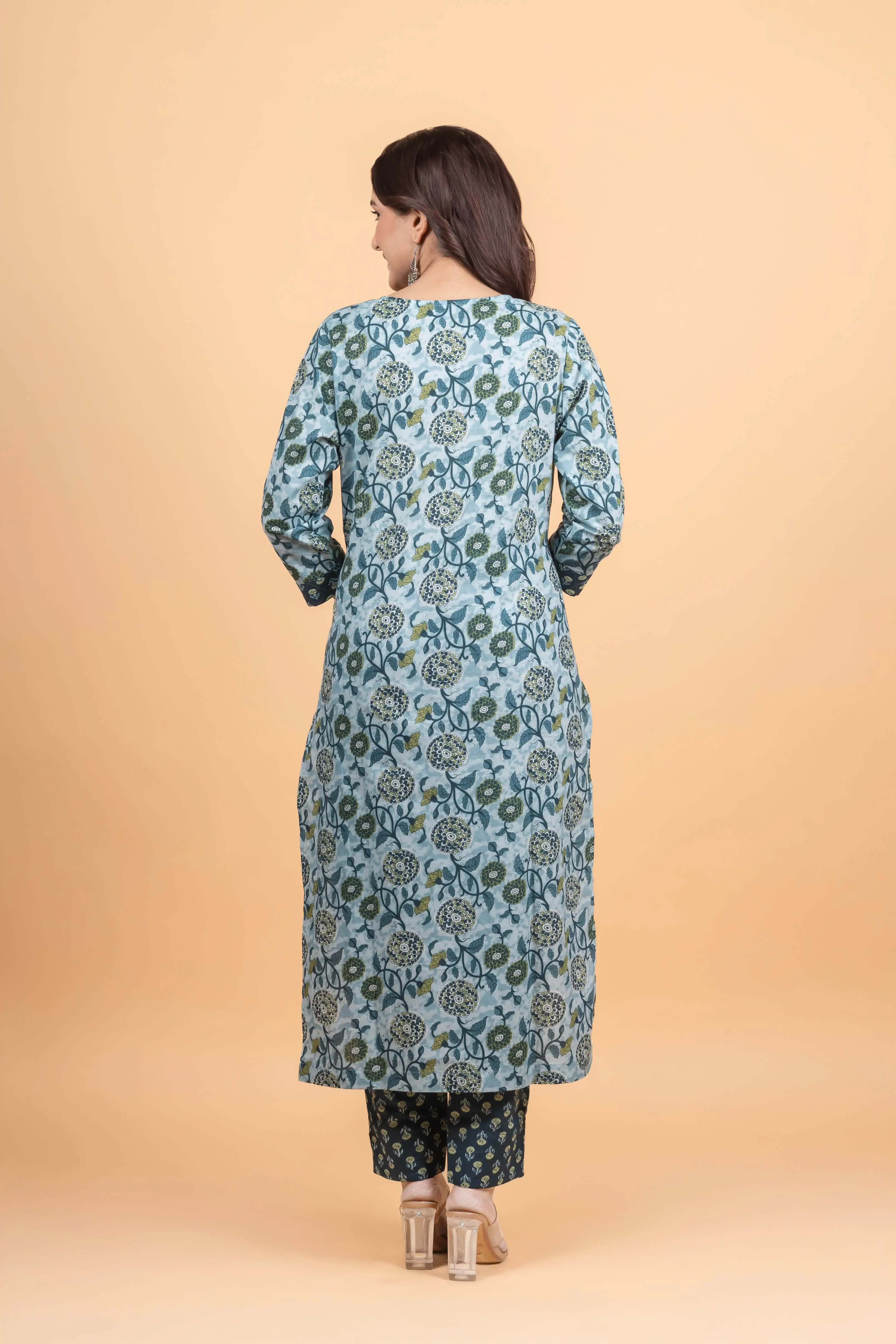Skyblue Texture Kurti Set - Image 4