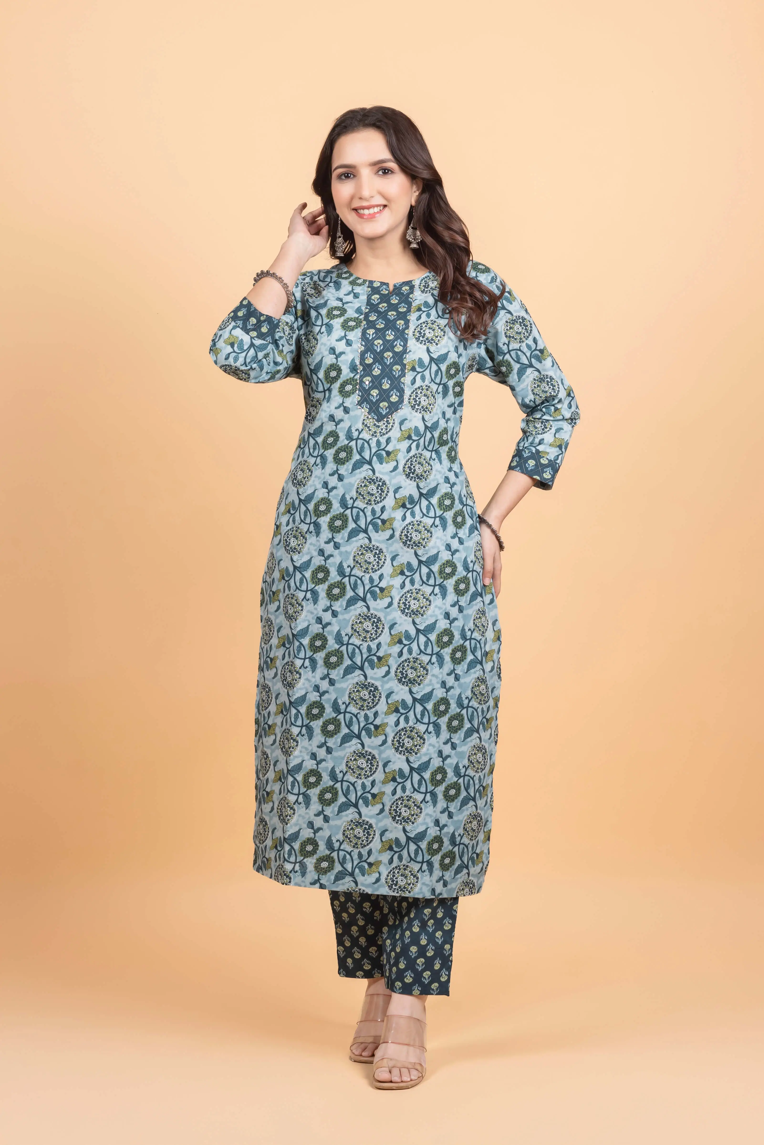 Skyblue Texture Kurti Set - Image 7