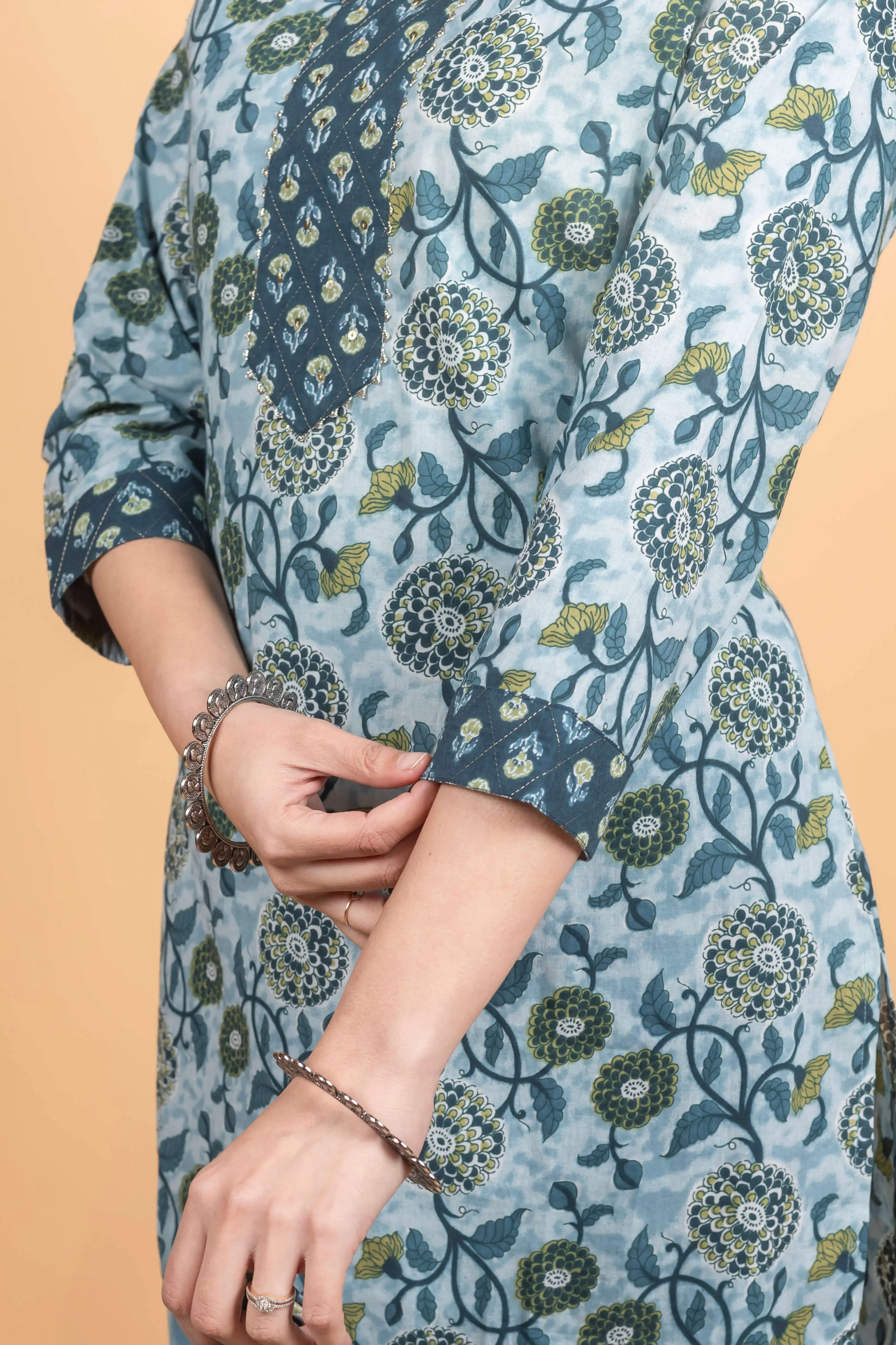 Skyblue Texture Kurti Set - Image 8