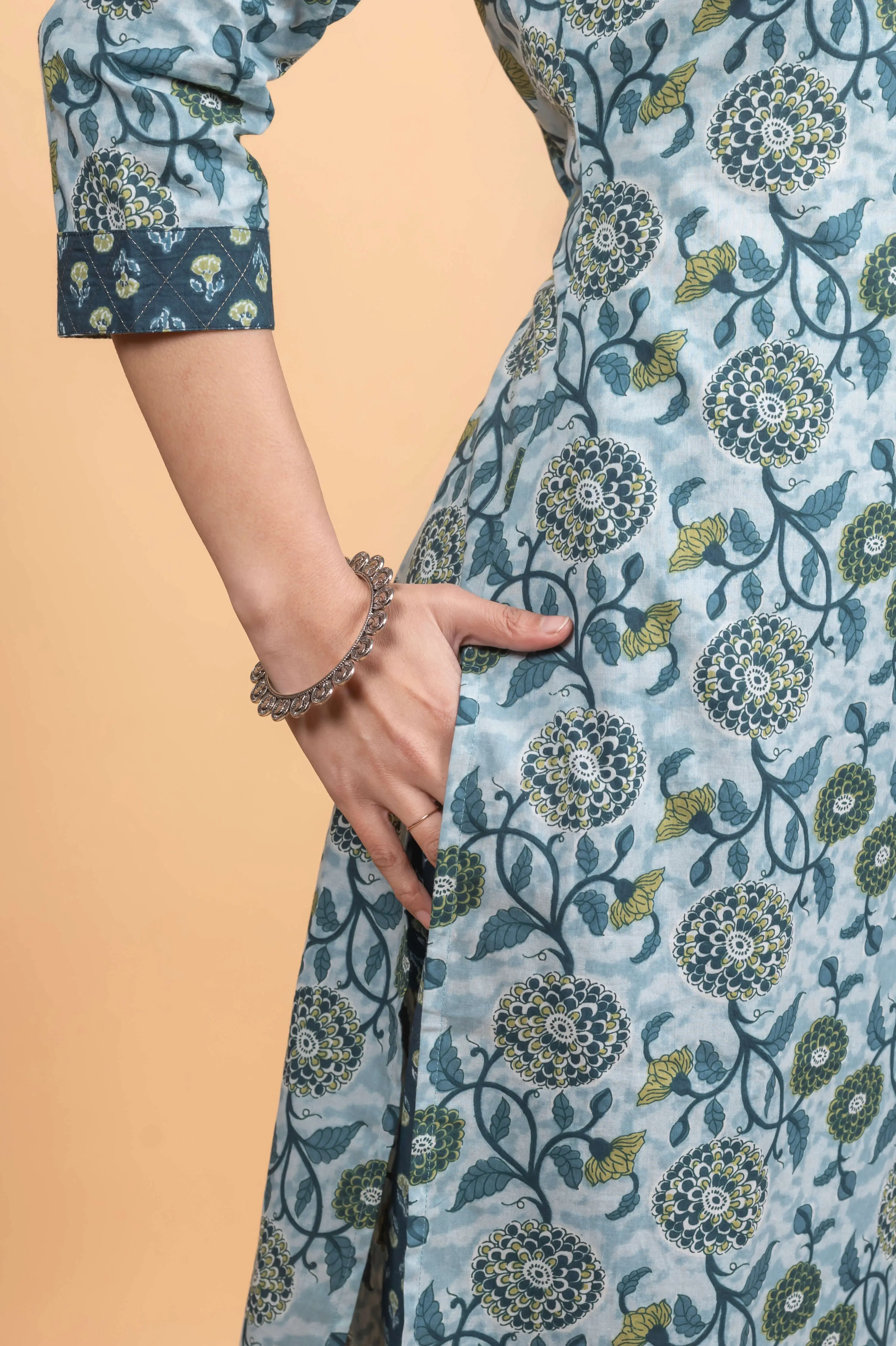 Skyblue Texture Kurti Set - Image 9