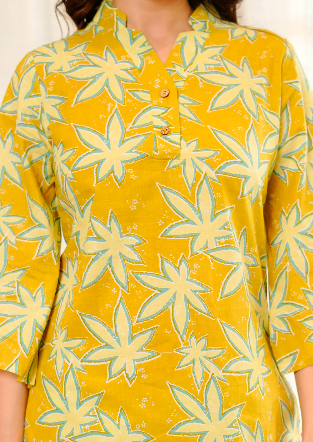 Star yellow printed cotton co-ord set - Image 3