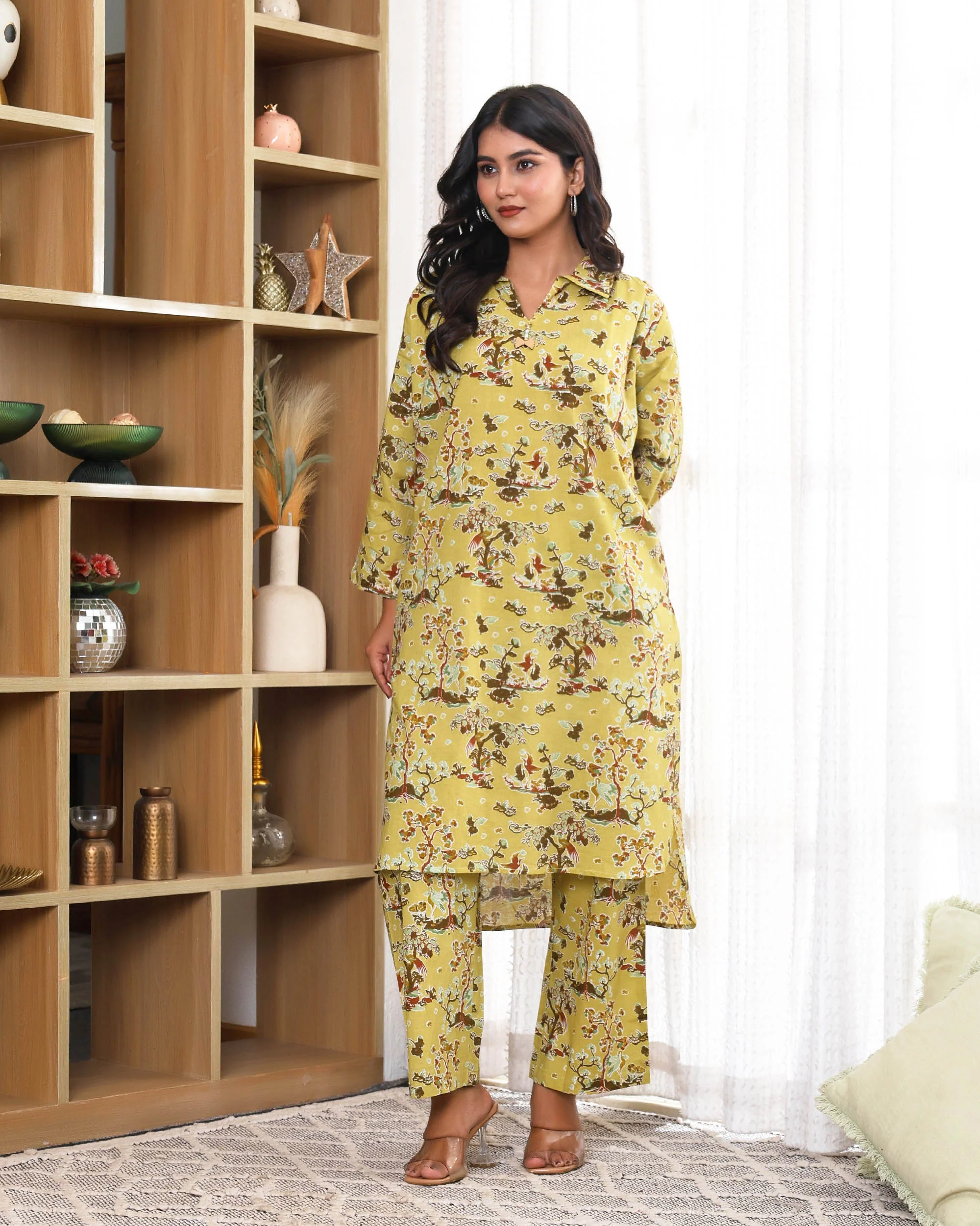 Tree floral printed Yellow Straight co-ords sets - Image 10