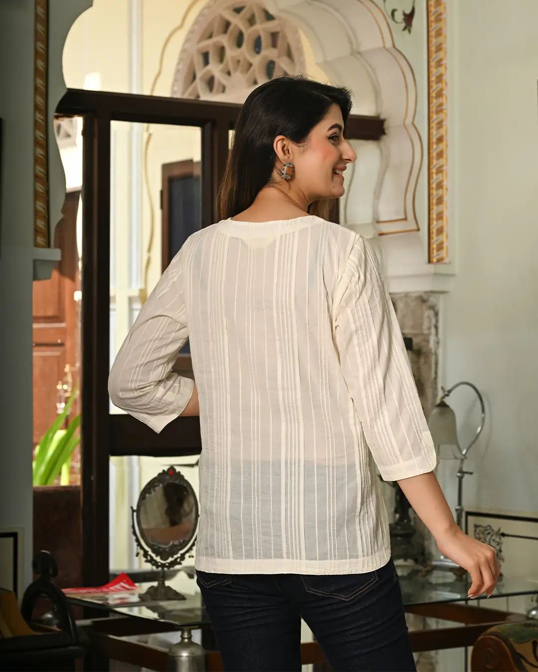 White Everyday Cotton Kurti - Image 4