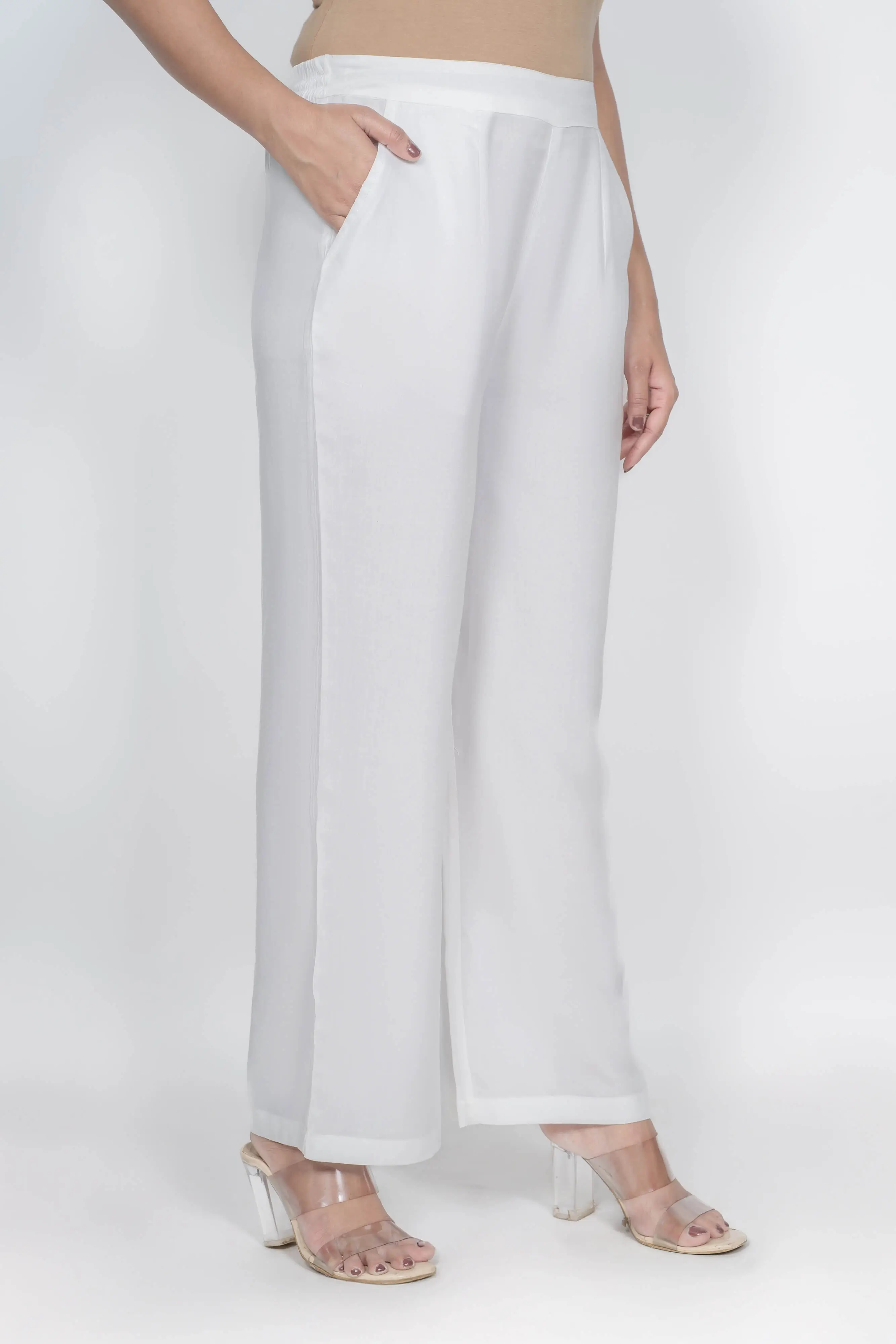 White Solid Palazzo - Image 5