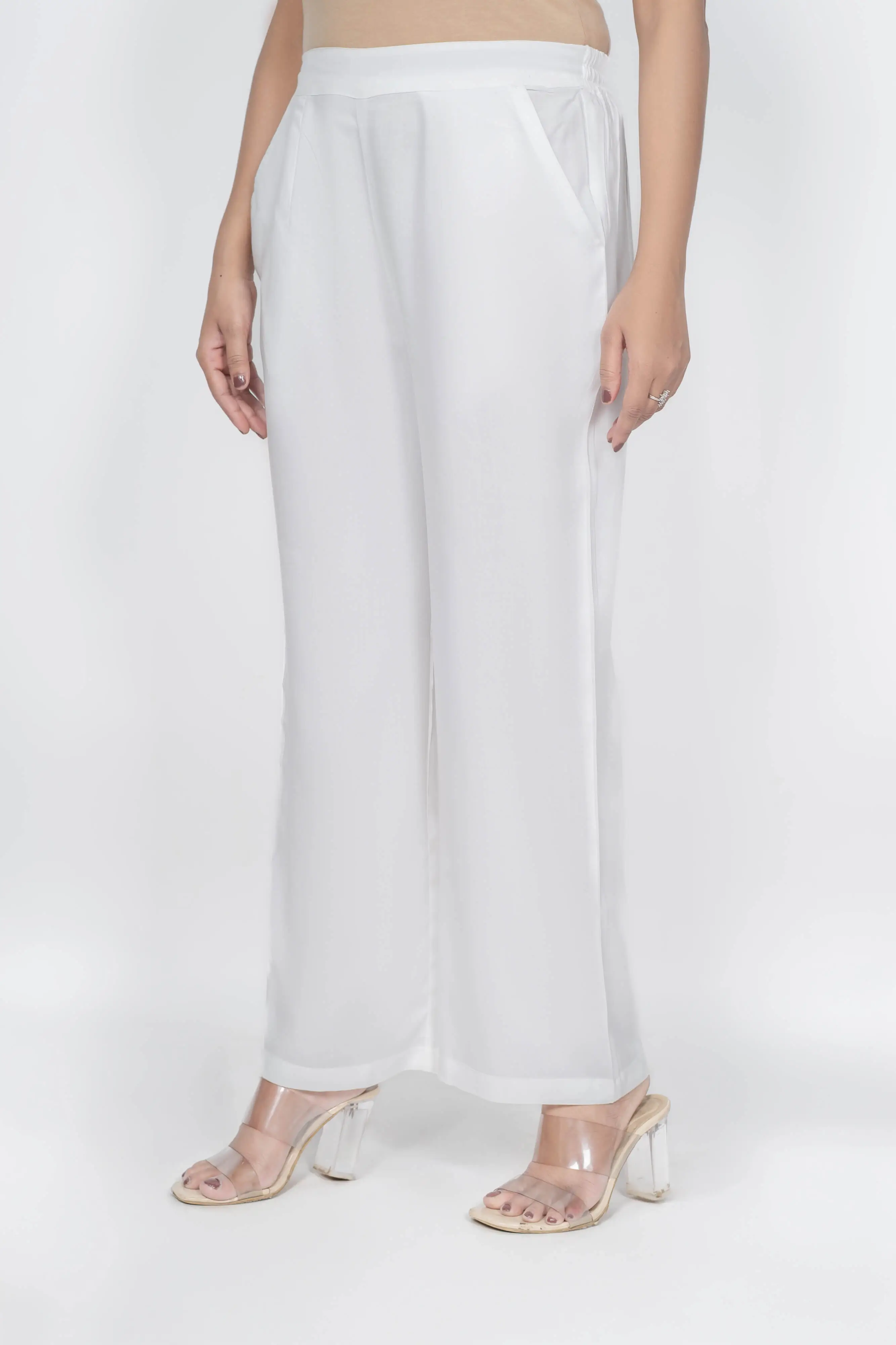 White Solid Palazzo - Image 6