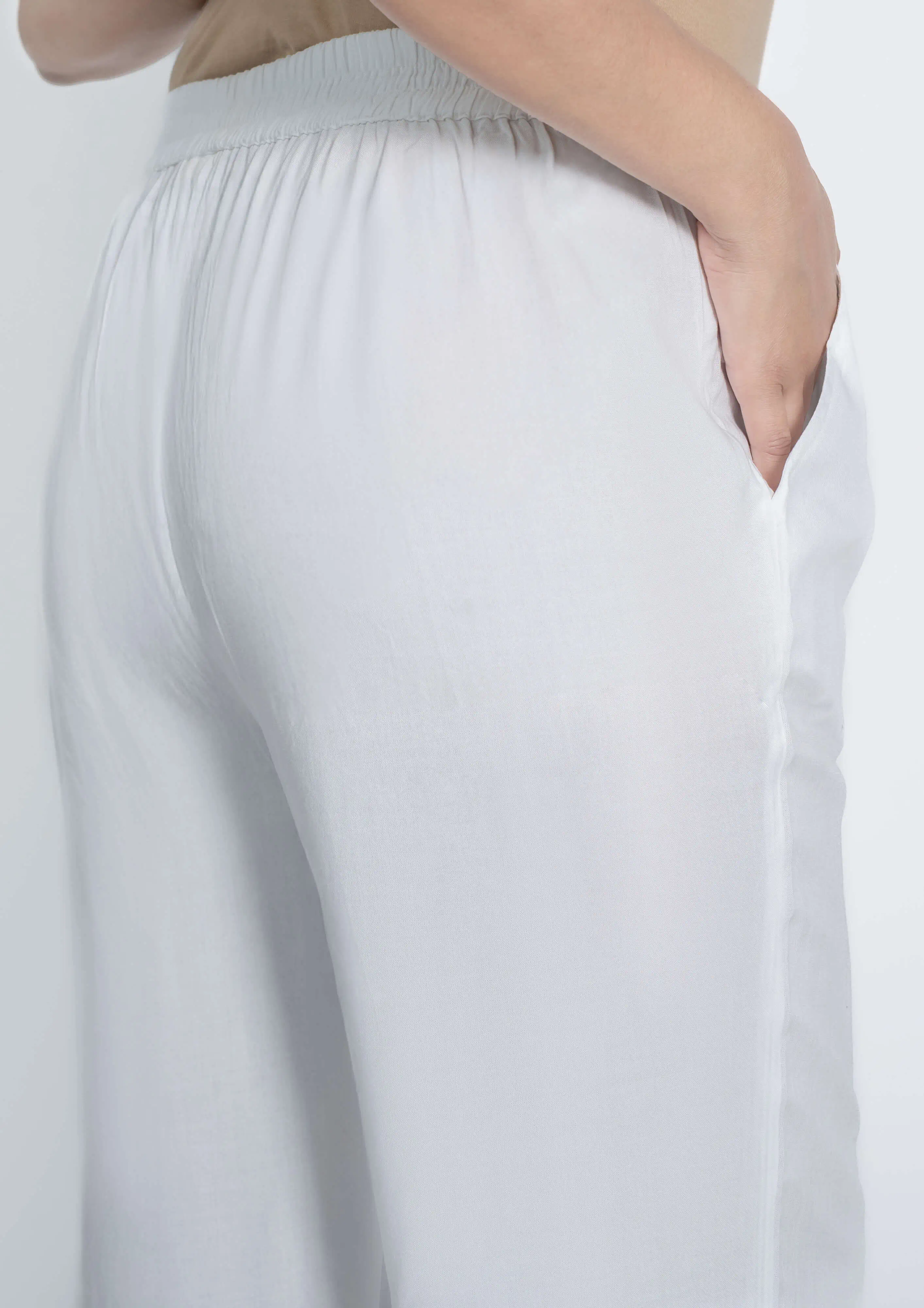 White Solid Palazzo - Image 8