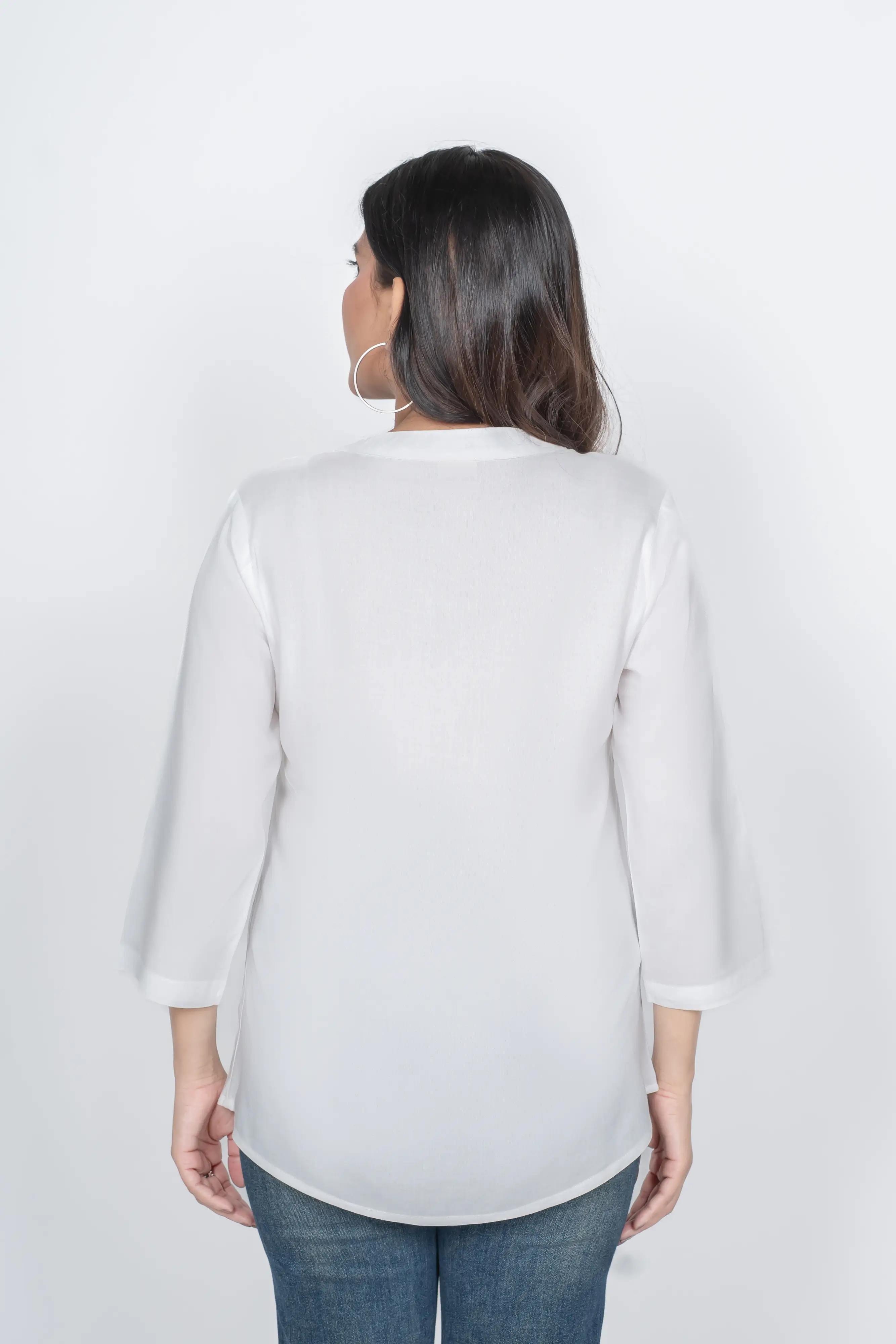 White Viscose Pleated Top - Image 4