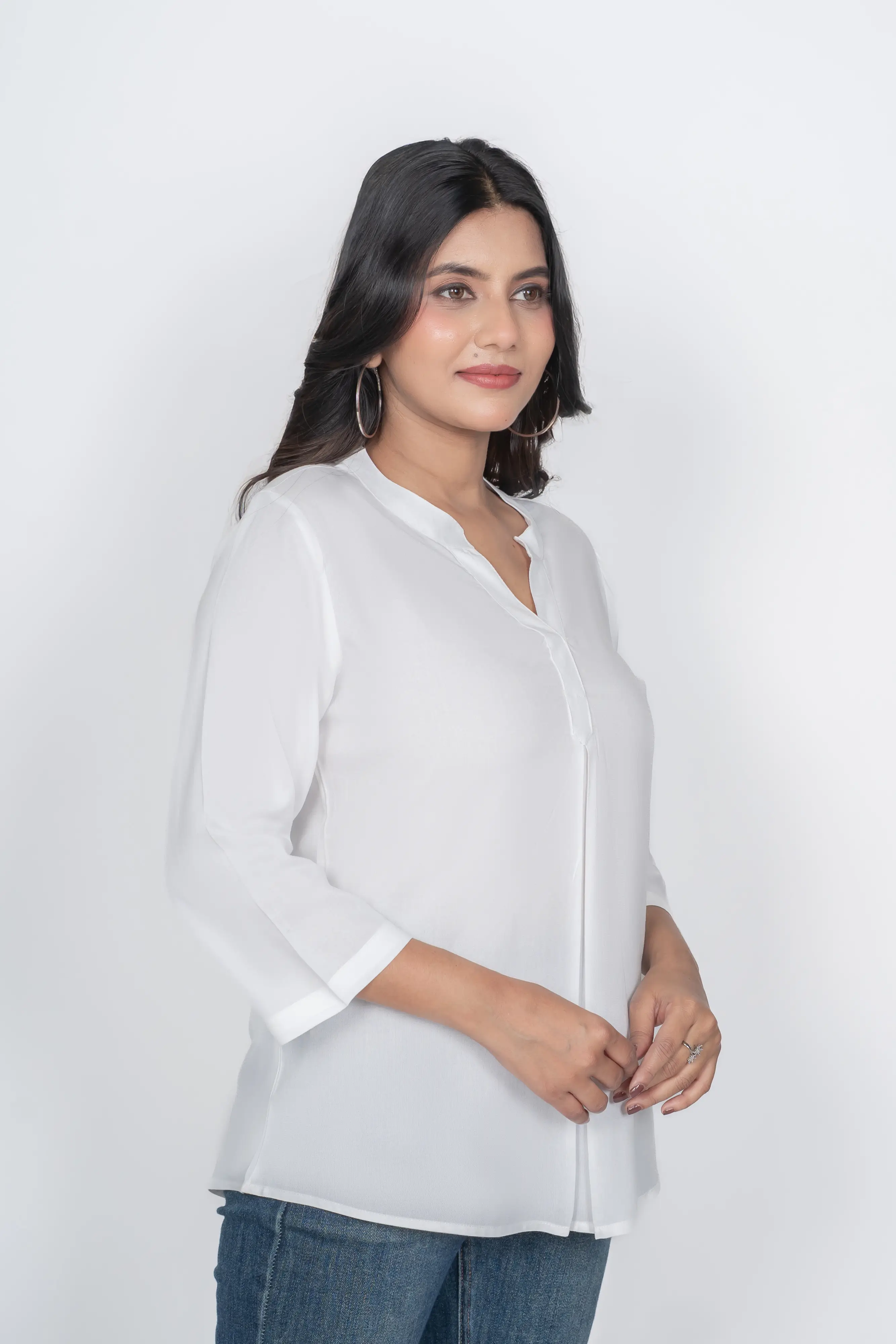 White Viscose Pleated Top - Image 6