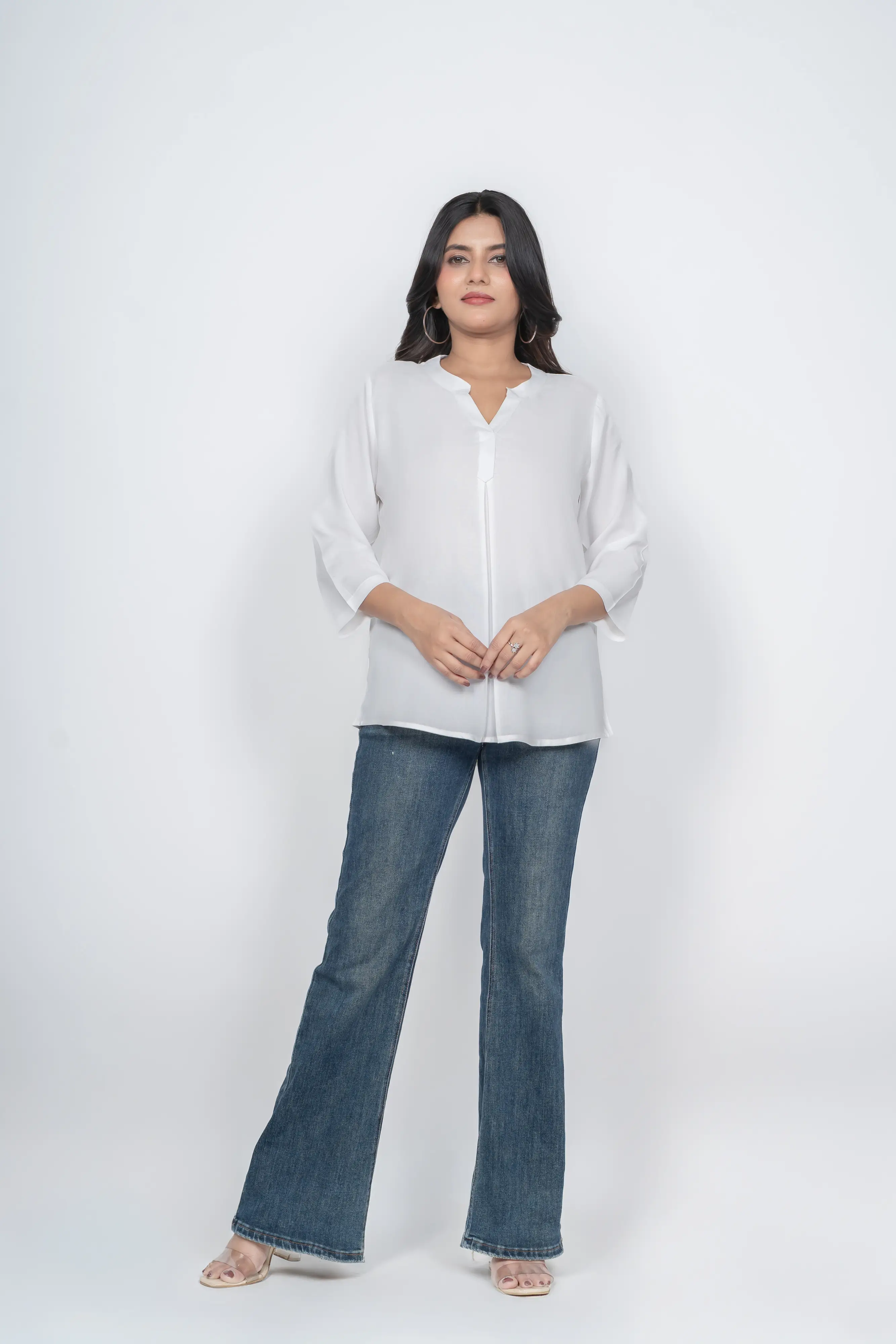 White Viscose Pleated Top - Image 9
