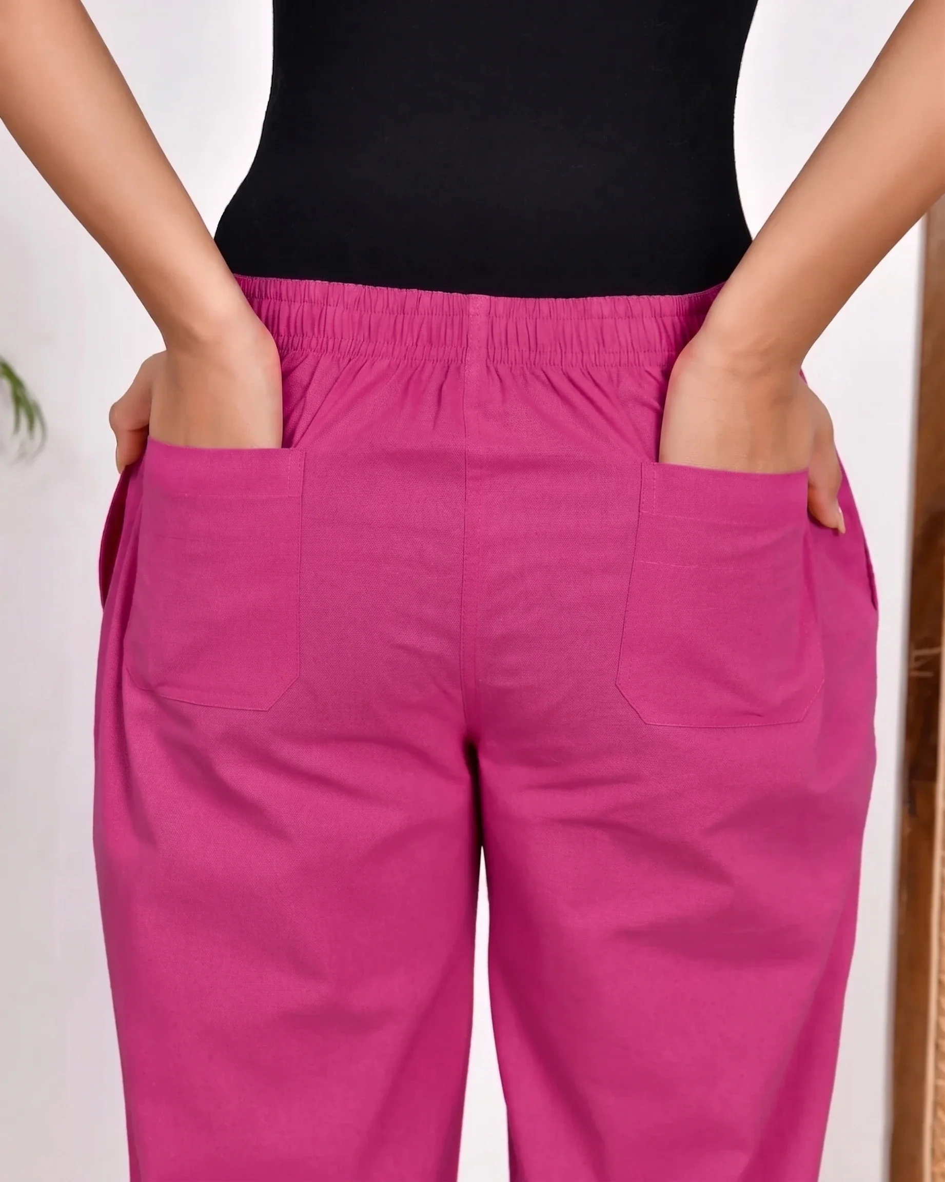 Wine Solid Straight Pants - Image 4