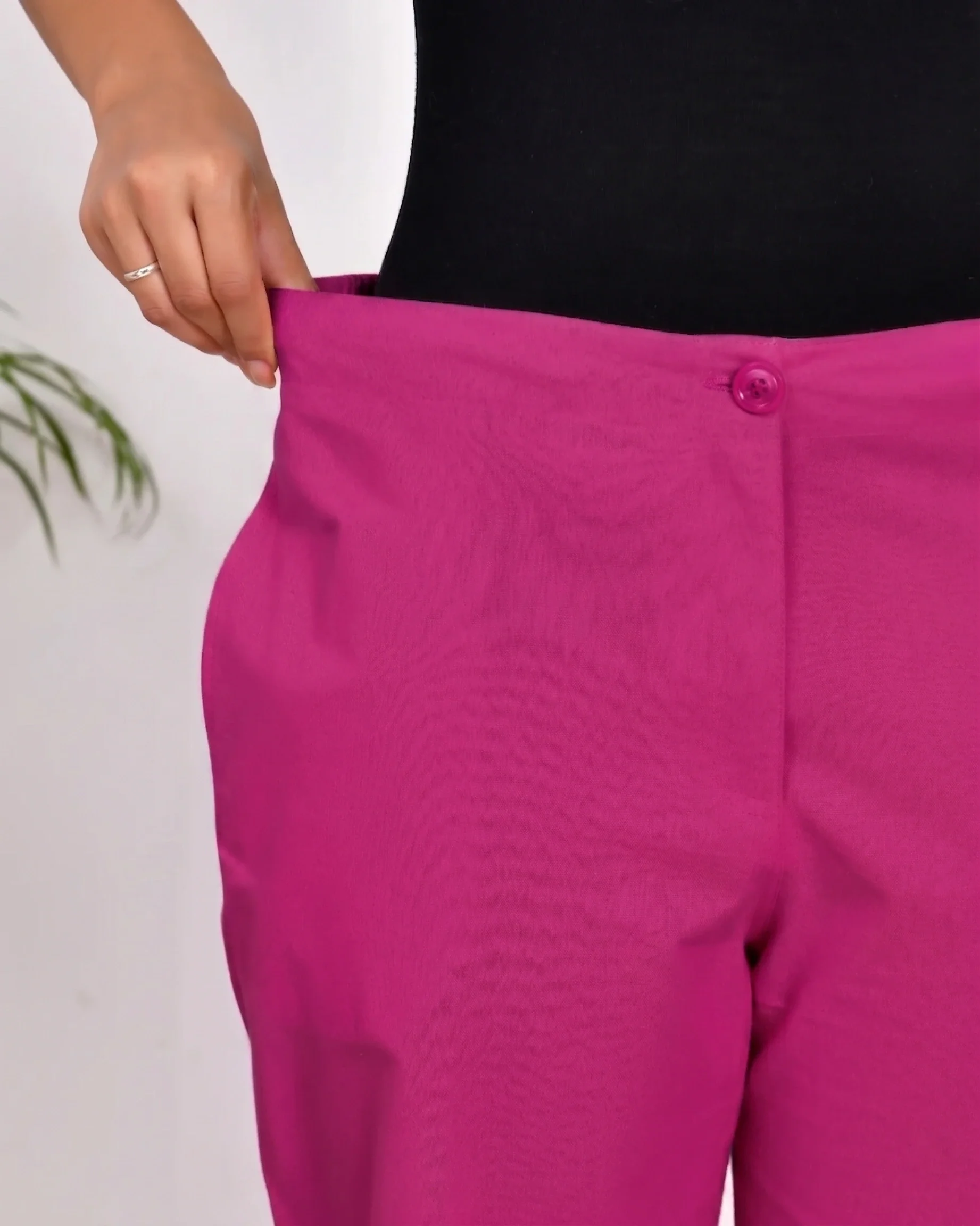 Wine Solid Straight Pants - Image 5