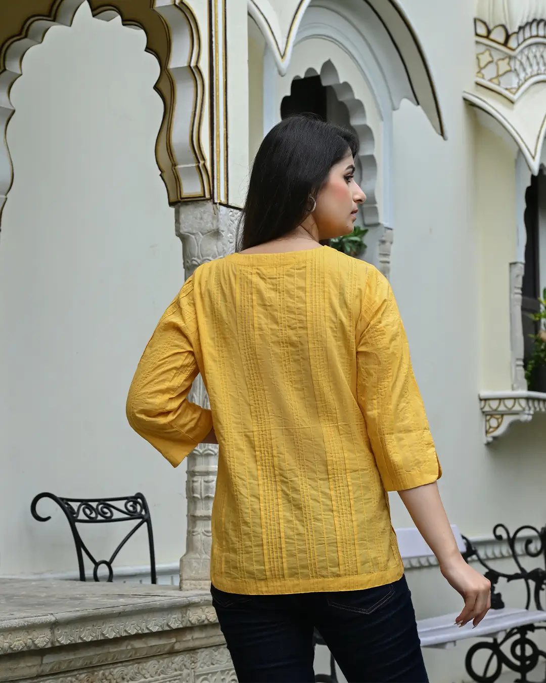 Yellow Everyday Cotton Kurti - Image 4
