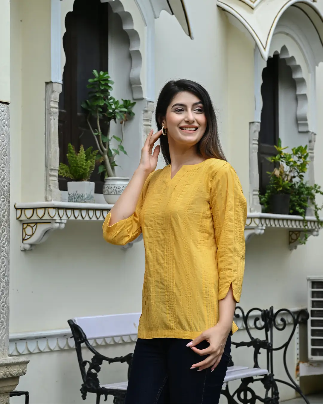 Yellow Everyday Cotton Kurti - Image 7